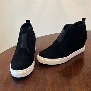 Black Suede Wedge Sneakers